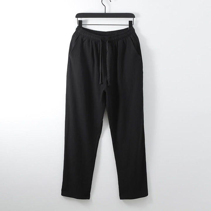 Buddha Stonesクロスカラーコットン唐装漢服トップスパンツメンズセット - image 9