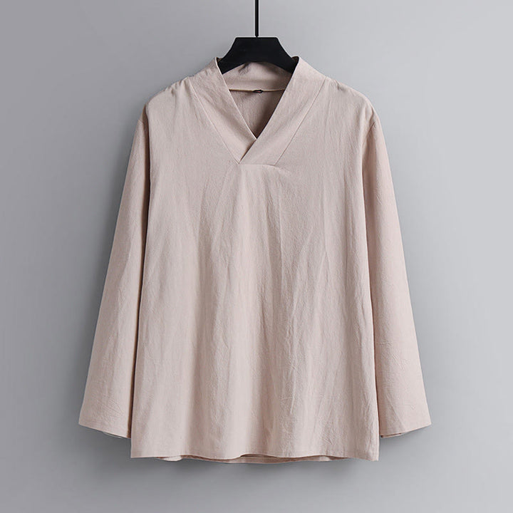 Buddha Stonesクロスカラーコットン唐装漢服トップスパンツメンズセット - image 11