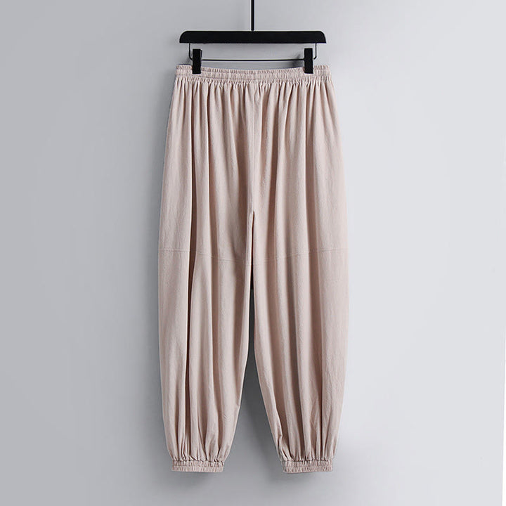 Buddha Stonesクロスカラークロップド丈ブルマーコットン唐装漢服トップスパンツ衣類メンズセット - image 3