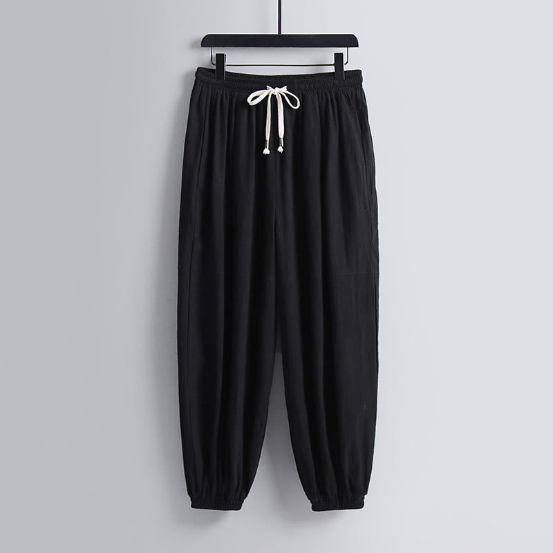 Buddha Stonesクロスカラークロップド丈ブルマーコットン唐装漢服トップスパンツ衣類メンズセット - image 15