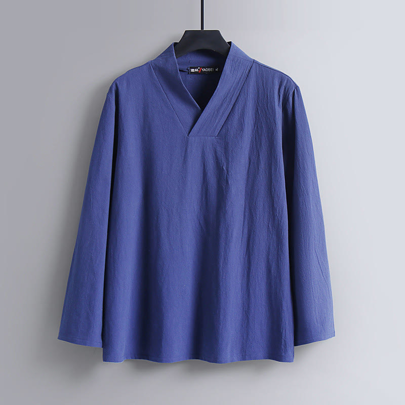 Buddha Stonesクロスカラークロップド丈ブルマーコットン唐装漢服トップスパンツ衣類メンズセット - image 20