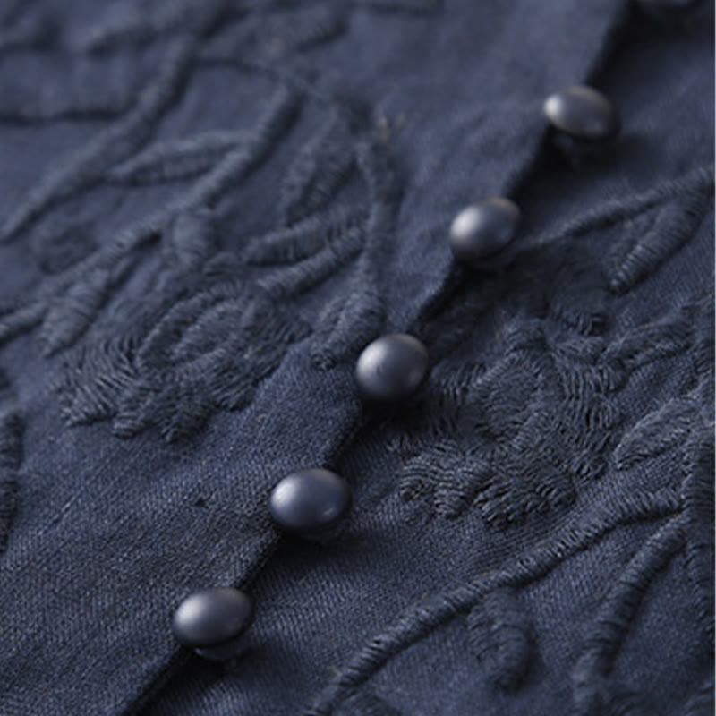 Buddha Stonesカジュアル 刺繍 花 ラウンドネック 長袖 コットンリネン トップス レディース シャツ - image 13