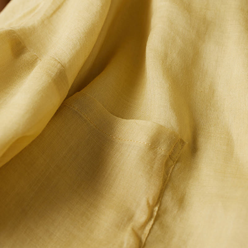 Buddha Stonesプラスサイズ Vネック カジュアル 無地 長袖シャツ コットンリネン レディース シャツ - image 5