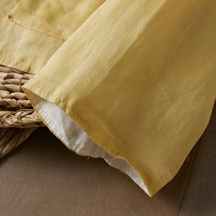 Buddha Stonesプラスサイズ Vネック カジュアル 無地 長袖シャツ コットンリネン レディース シャツ - image 6