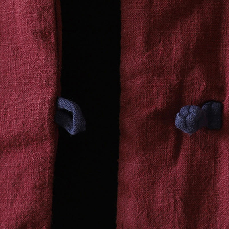 Buddha Stones無地 カジュアル フロッグボタン タートルネック コットン リネン レディース ジャケット シャツ 衣類 - image 6