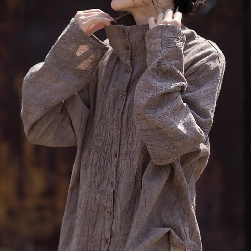 Buddha Stonesタートルネック染色ラミーコットン中国風カーディガン - image 22