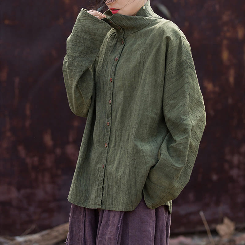 Buddha Stonesタートルネック染色ラミーコットン中国風カーディガン - image 14