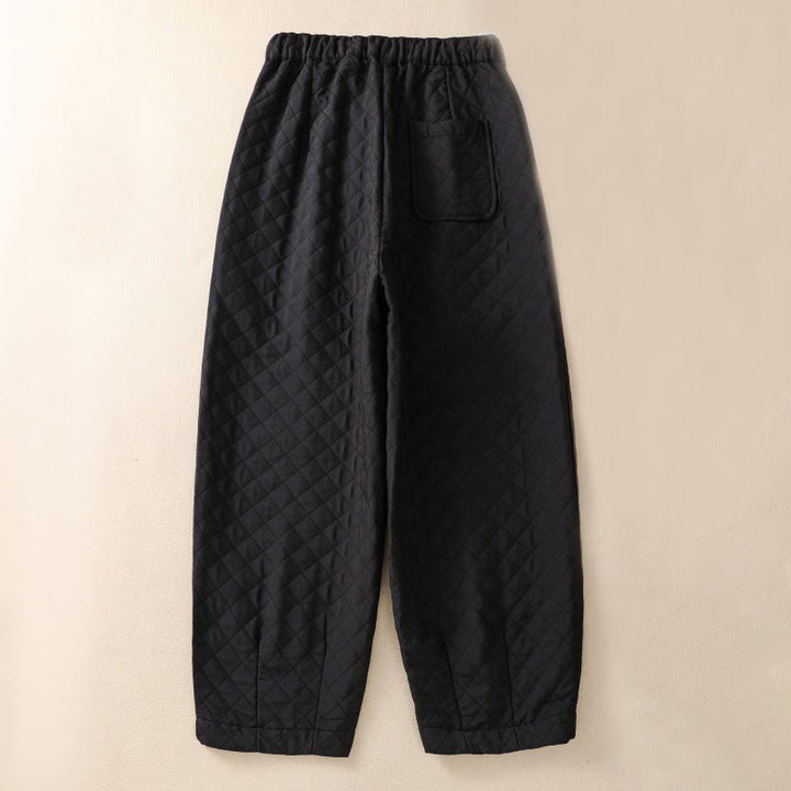 Buddha Stones秋冬 シンプル チェック柄 コットン ドローストリング ハーレムパンツ ポケット付き - image 27