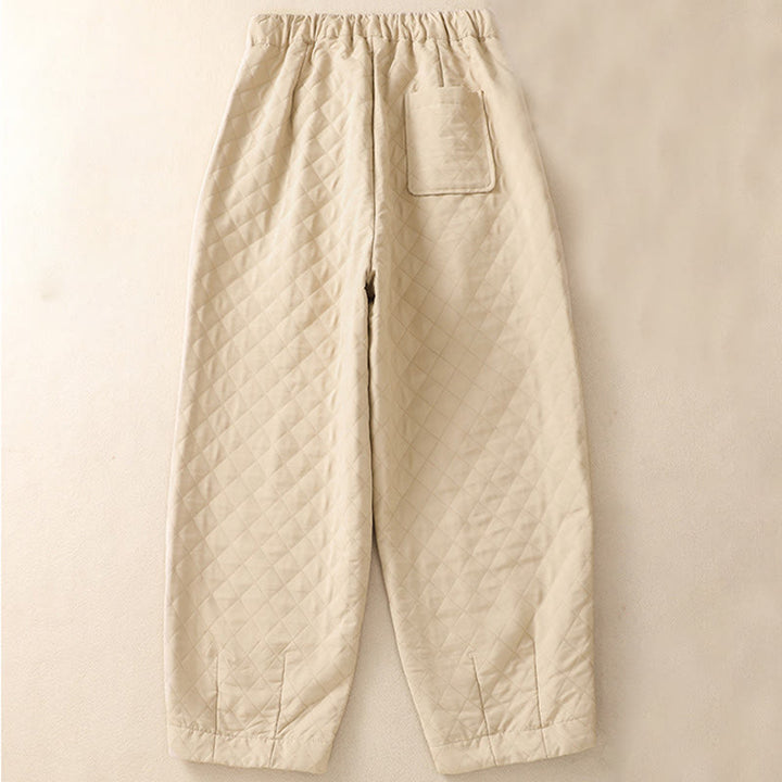 Buddha Stones秋冬 シンプル チェック柄 コットン ドローストリング ハーレムパンツ ポケット付き - image 7