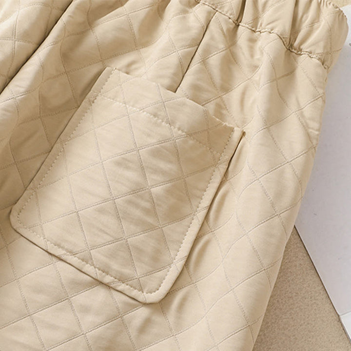 Buddha Stones秋冬 シンプル チェック柄 コットン ドローストリング ハーレムパンツ ポケット付き - image 16