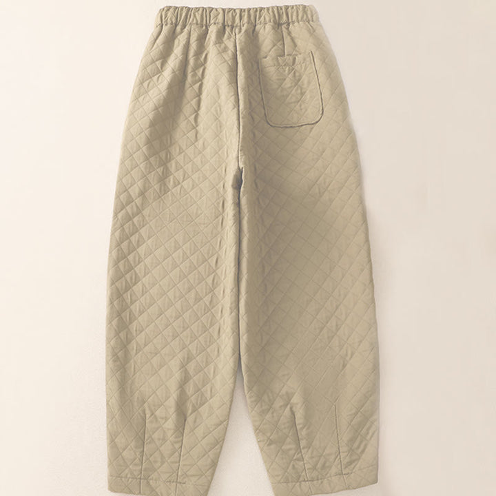 Buddha Stones秋冬 シンプル チェック柄 コットン ドローストリング ハーレムパンツ ポケット付き - image 8