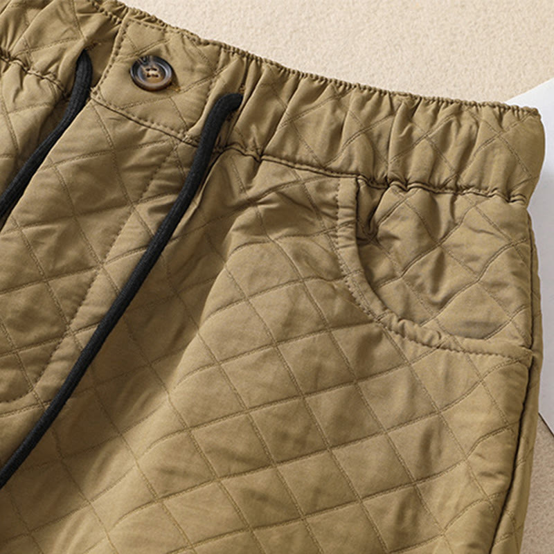 Buddha Stones秋冬 シンプル チェック柄 コットン ドローストリング ハーレムパンツ ポケット付き - image 22