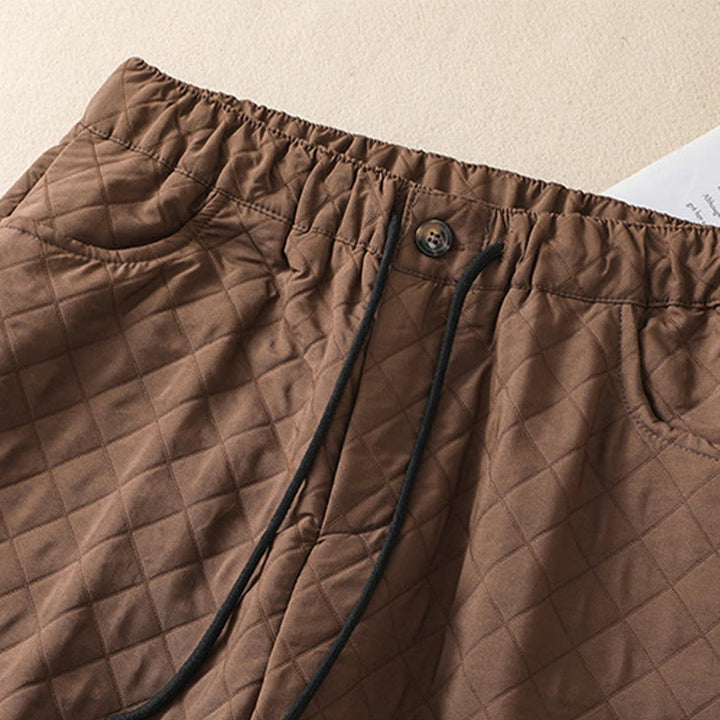Buddha Stones秋冬 シンプル チェック柄 コットン ドローストリング ハーレムパンツ ポケット付き - image 3