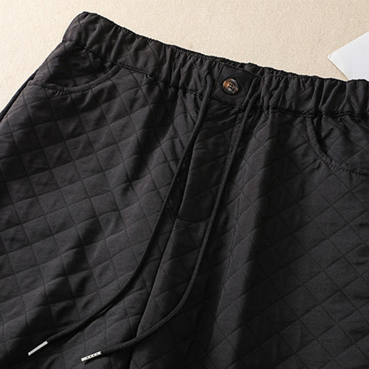 Buddha Stones秋冬 シンプル チェック柄 コットン ドローストリング ハーレムパンツ ポケット付き - image 28