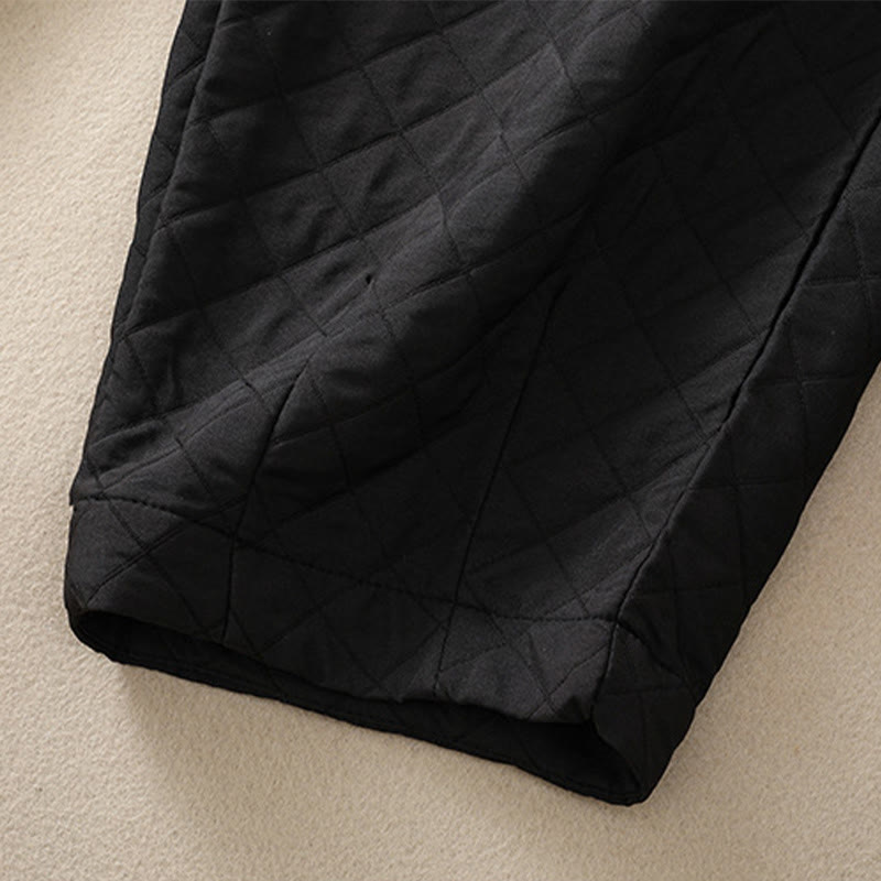 Buddha Stones秋冬 シンプル チェック柄 コットン ドローストリング ハーレムパンツ ポケット付き - image 33