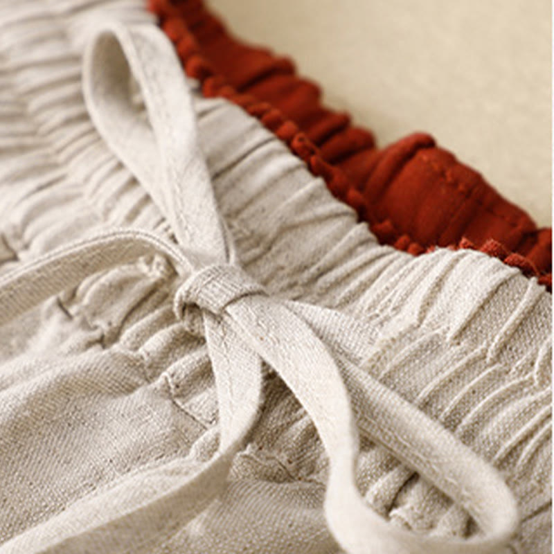 Buddha Stonesヴィンテージ ハイウエスト レースアップ コットンリネン ハーレムパンツ ポケット付き - image 27