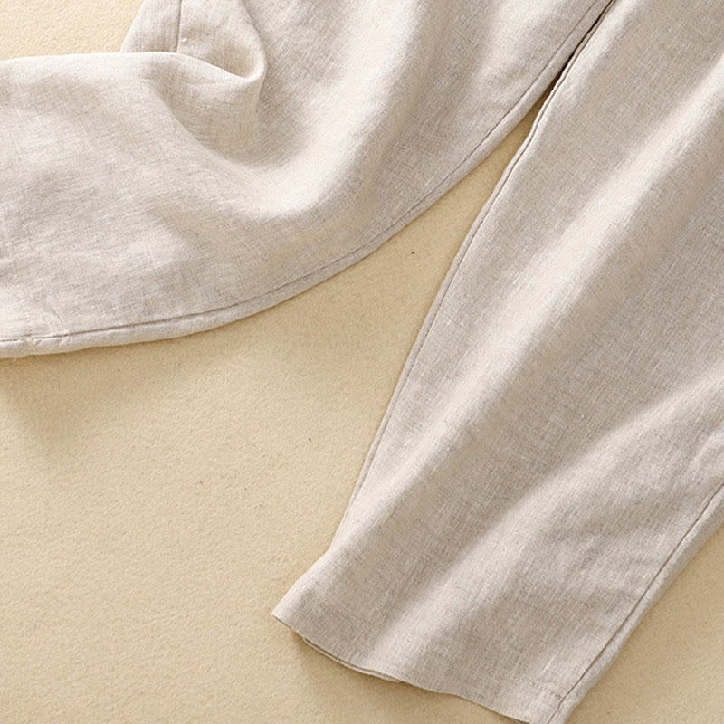 Buddha Stonesヴィンテージ ハイウエスト レースアップ コットンリネン ハーレムパンツ ポケット付き - image 33