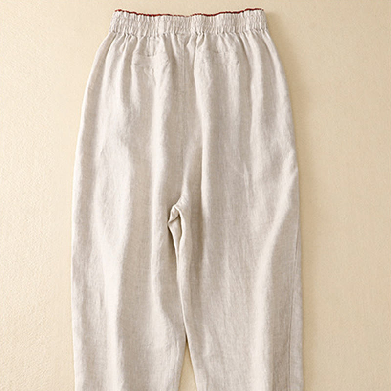 Buddha Stonesヴィンテージ ハイウエスト レースアップ コットンリネン ハーレムパンツ ポケット付き - image 32