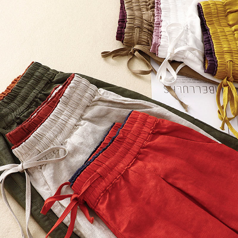 Buddha Stonesヴィンテージ ハイウエスト レースアップ コットンリネン ハーレムパンツ ポケット付き - image 43