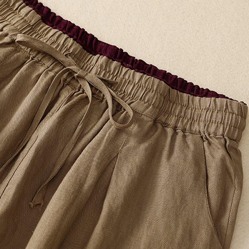 Buddha Stonesヴィンテージ ハイウエスト レースアップ コットンリネン ハーレムパンツ ポケット付き - image 3