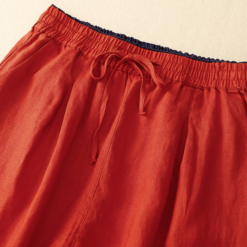 Buddha Stonesヴィンテージ ハイウエスト レースアップ コットンリネン ハーレムパンツ ポケット付き - image 8