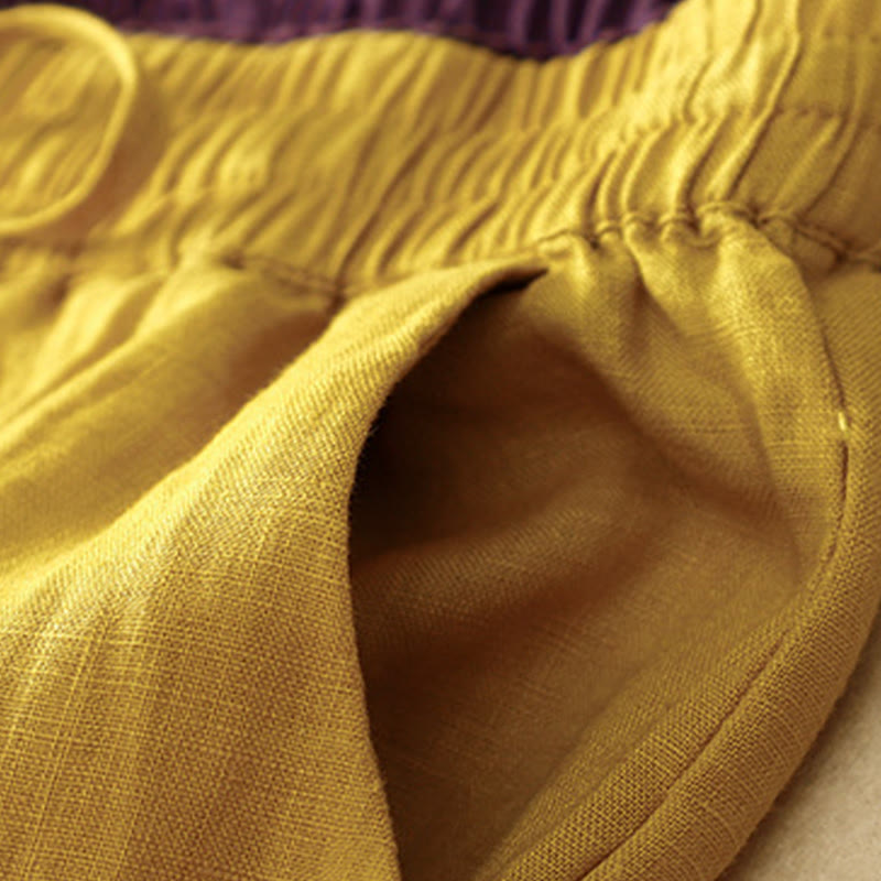 Buddha Stonesヴィンテージ ハイウエスト レースアップ コットンリネン ハーレムパンツ ポケット付き - image 15