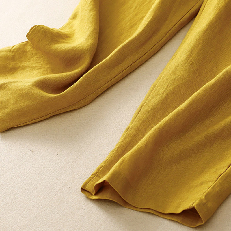 Buddha Stonesヴィンテージ ハイウエスト レースアップ コットンリネン ハーレムパンツ ポケット付き - image 18