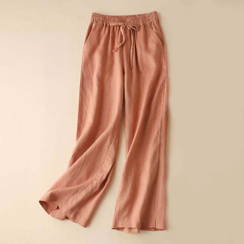 Buddha Stonesカジュアル ハイウエスト レースアップ ワイドレッグパンツ ポケット付き - ライトサーモン - US12、 UK/AU16、 EU44 (XL) - image 0