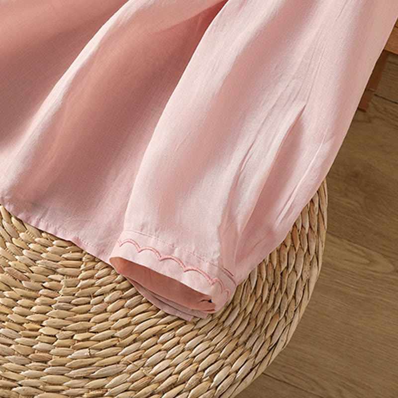 Buddha Stonesエスニック刺繍クルーネックコットンリネンプルオーバー - image 25