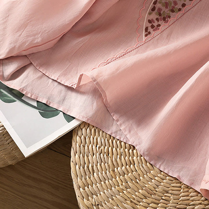 Buddha Stonesエスニック刺繍クルーネックコットンリネンプルオーバー - image 23