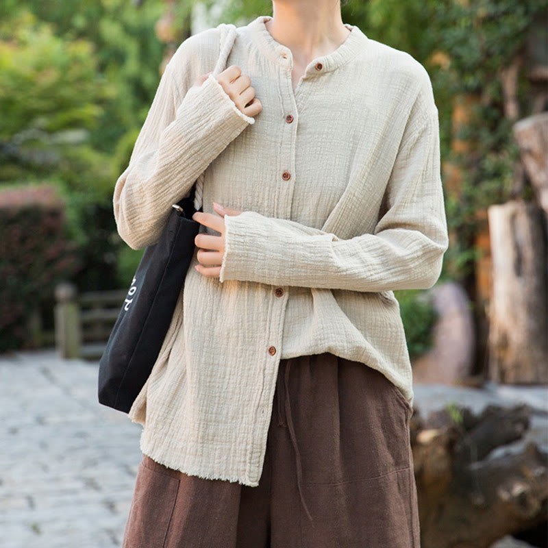 Buddha Stones文芸二重砂洗い綿麻衣 - image 1