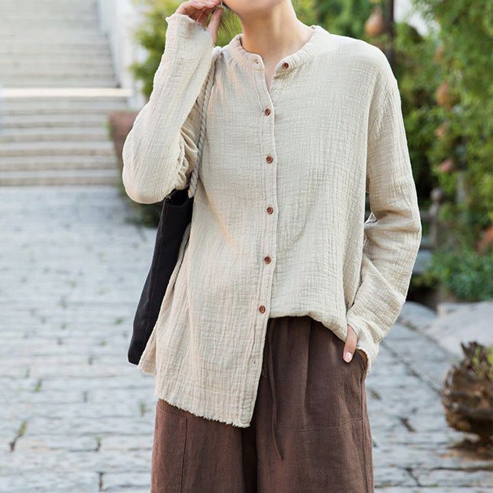 Buddha Stones文芸二重砂洗い綿麻衣 - image 4