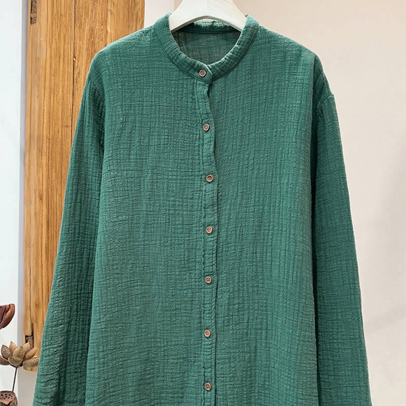 Buddha Stones文芸二重砂洗い綿麻衣 - ミディアムアクアマリン - US2、 UK/AU6、 EU34 (M) - image 25