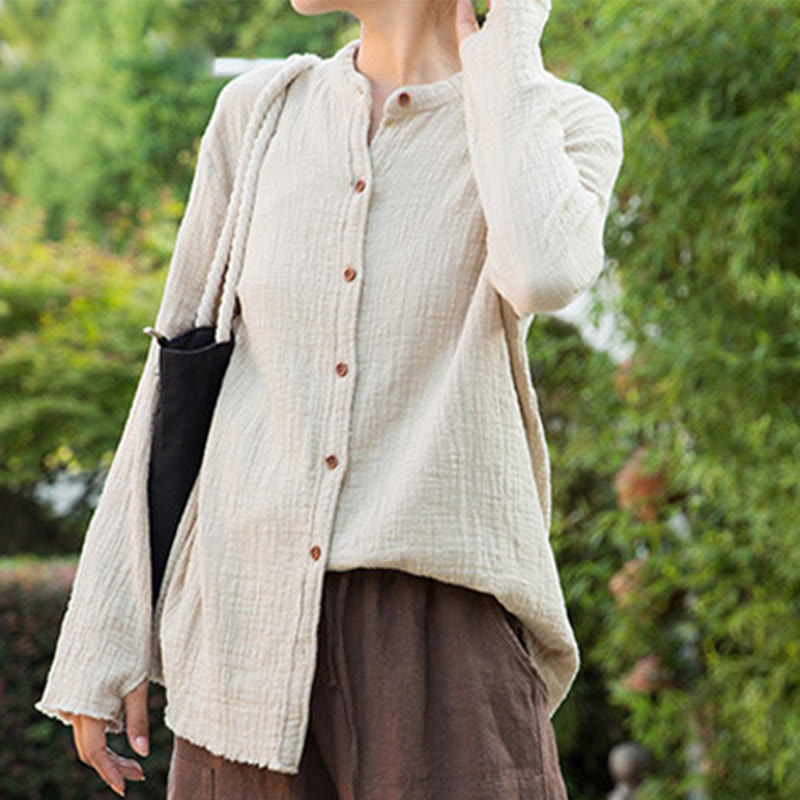 Buddha Stones文芸二重砂洗い綿麻衣 - image 6