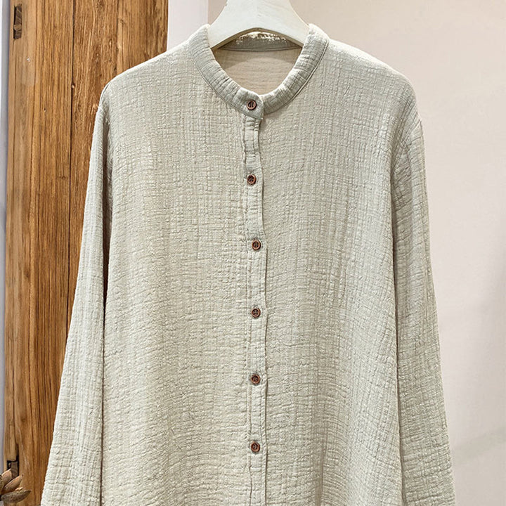 Buddha Stones文芸二重砂洗い綿麻衣 - リネン - US2、 UK/AU6、 EU34 (M) - image 0