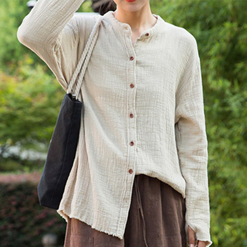 Buddha Stones文芸二重砂洗い綿麻衣 - image 7