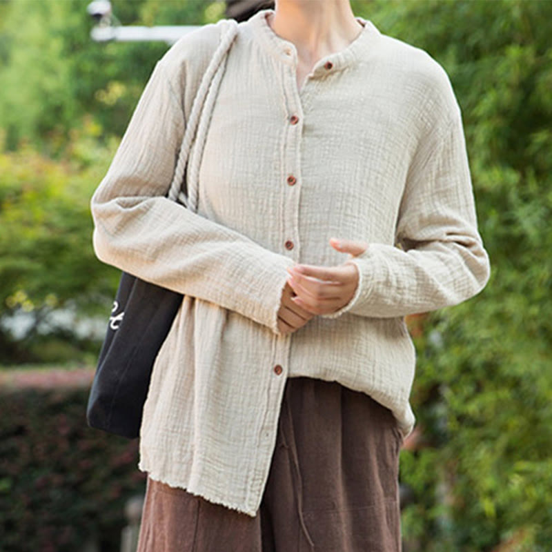 Buddha Stones文芸二重砂洗い綿麻衣 - image 8