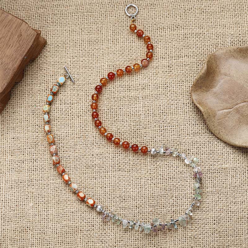 Buddha Stonesフローライト レッドアゲート エンペラーストーン パワー トリプルラップブレスレット
