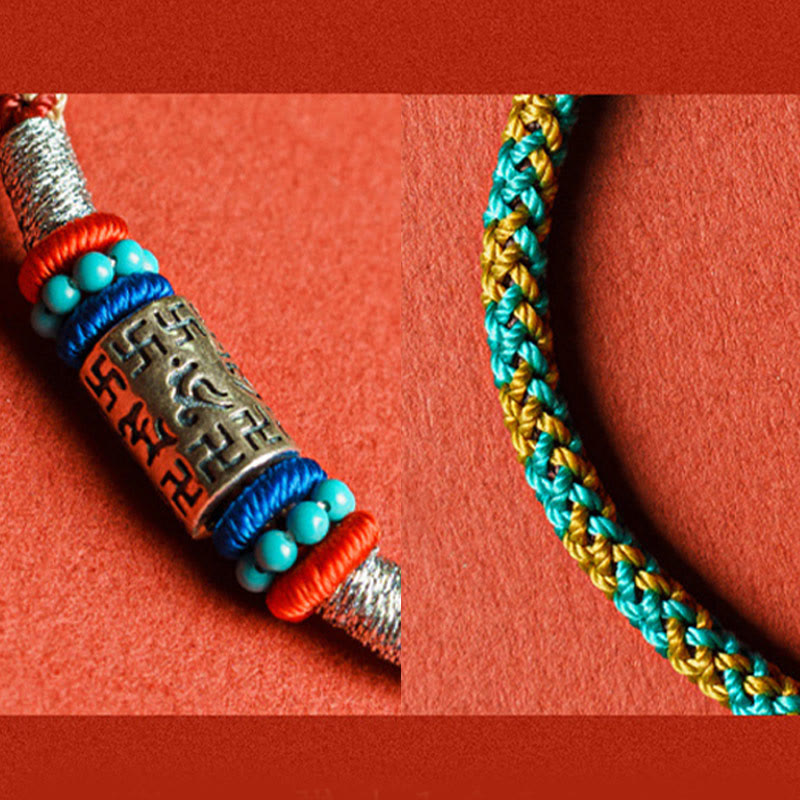 Buddha Stonesカラフルストリング 六つの真実の言葉 925シルバー フォーカスブレスレット - image 3