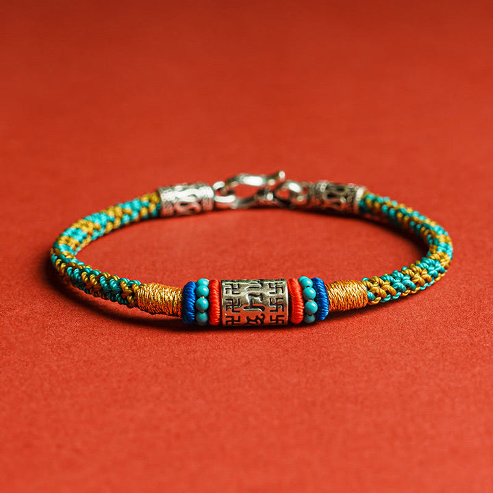 Buddha Stonesカラフルストリング 六つの真実の言葉 925シルバー フォーカスブレスレット - 925スターリングシルバー - 19cm - image 0