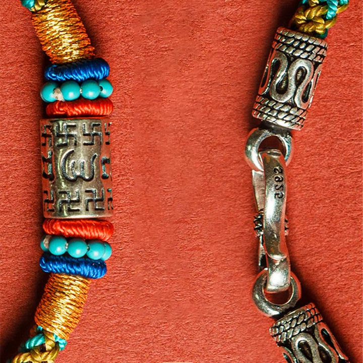 Buddha Stonesカラフルストリング 六つの真実の言葉 925シルバー フォーカスブレスレット - image 2