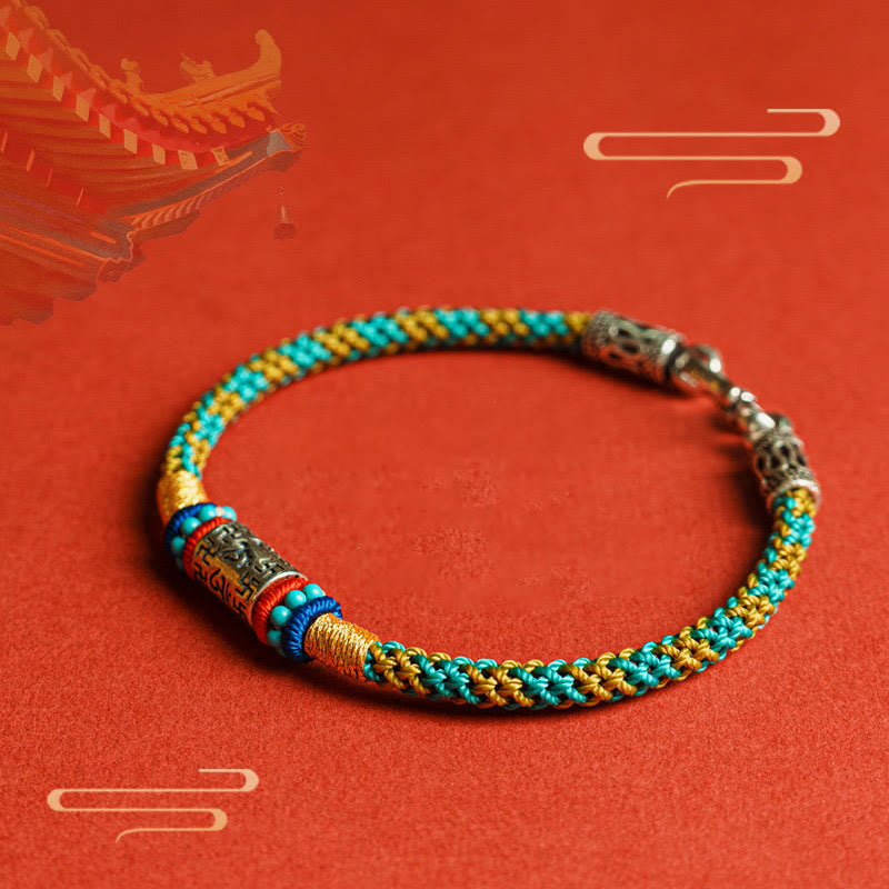 Buddha Stonesカラフルストリング 六つの真実の言葉 925シルバー フォーカスブレスレット - image 1