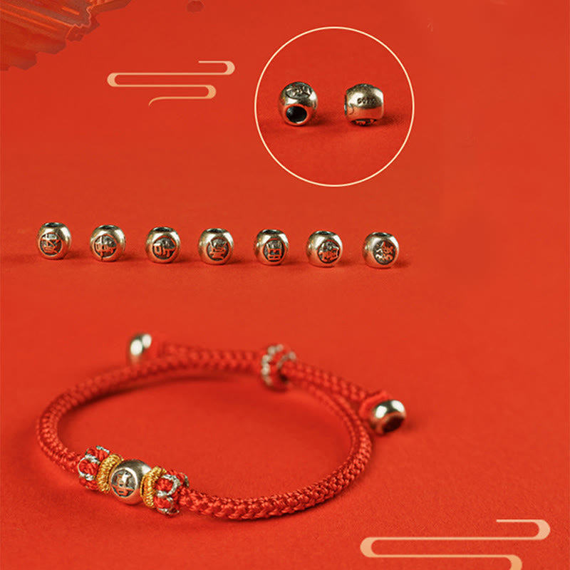 Buddha Stonesの赤い糸の漢字の守護ブレスレット