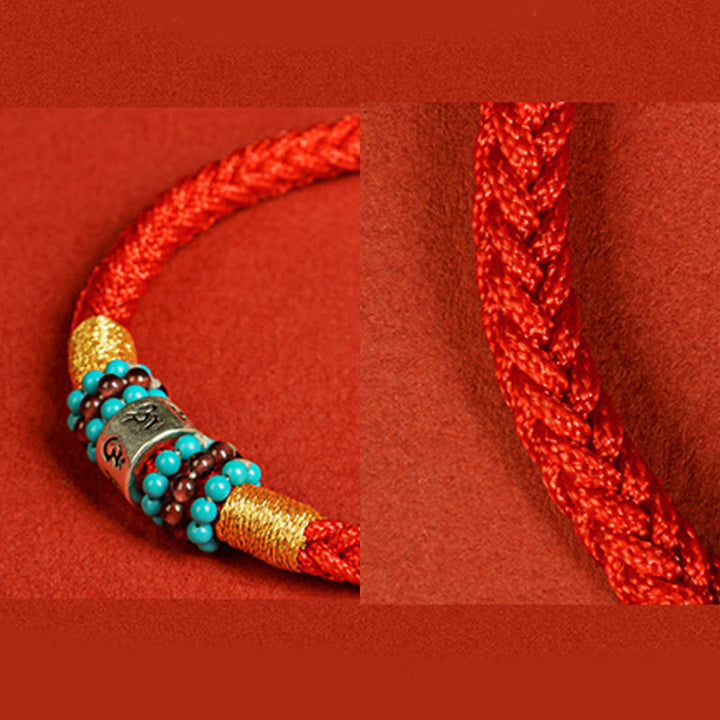 Buddha Stones赤紐と黒い糸 六つの真実の言葉 925スターリングシルバー コネクションブレスレット - image 15