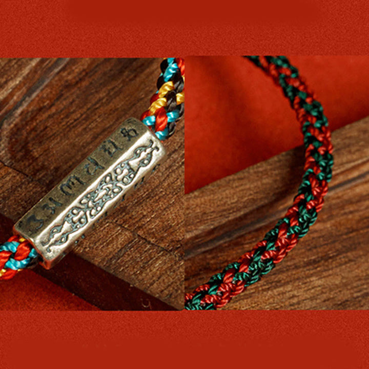 Buddha Stones赤紐と黒い糸 六つの真実の言葉 925スターリングシルバー幸運ブレスレット - image 11