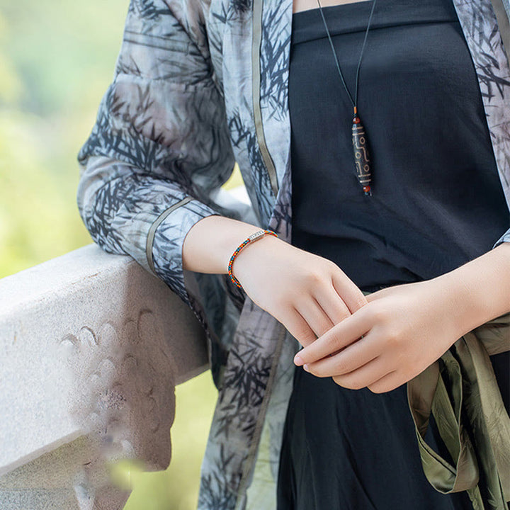 Buddha Stones赤紐と黒い糸 六つの真実の言葉 925スターリングシルバー幸運ブレスレット - image 9