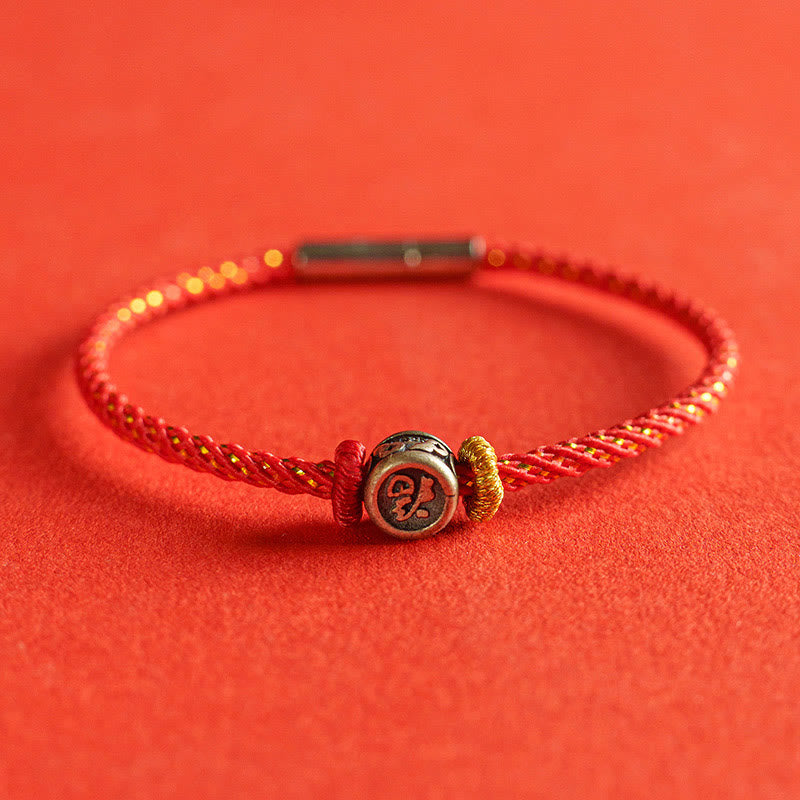 Buddha Stones 編み紐×925スターリングシルバー 福モチーフ 信仰 お守り 開運 パワーストーン ブレスレット
