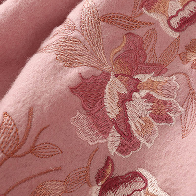 Buddha Stonesウールショール 花 葉 刺繍 タッセル 冬 心地よい 旅行用 スカーフ ラップ - image 12