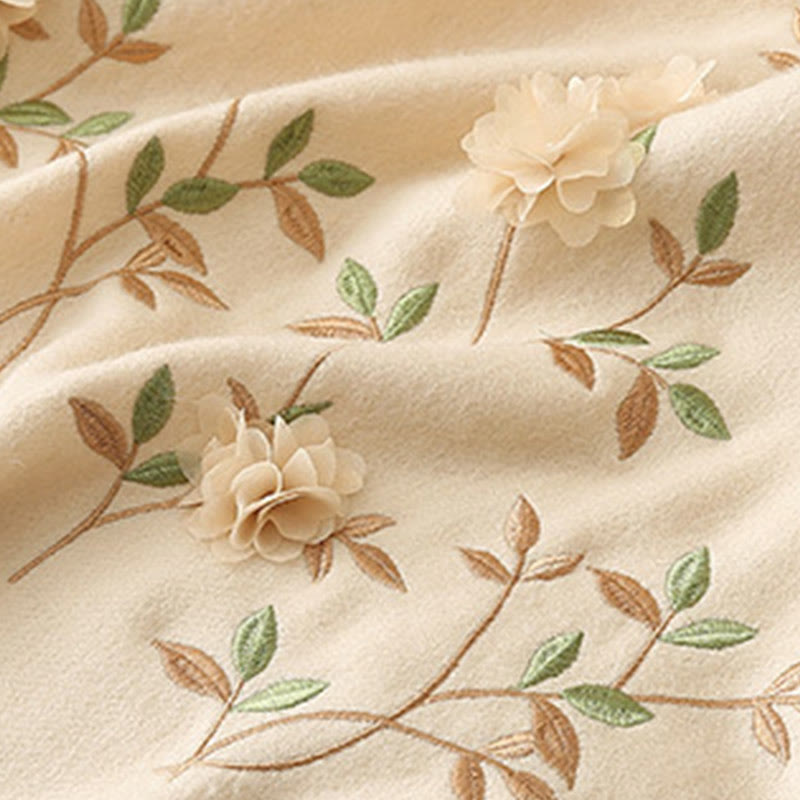 Buddha Stonesウールショール 3Dフローラル刺繍タッセル 冬用 心地よい旅行用スカーフラップ - image 23