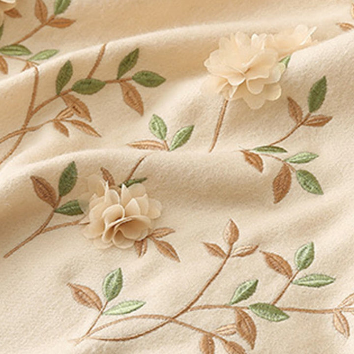 Buddha Stonesウールショール 3Dフローラル刺繍タッセル 冬用 心地よい旅行用スカーフラップ - image 23